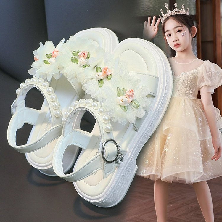 Girls' Sandals 2026 Summer New Style Medium and Large Children's Soft-Soled Shoes Girls' Fashionable Children's Shoes Children's Princess Sandals