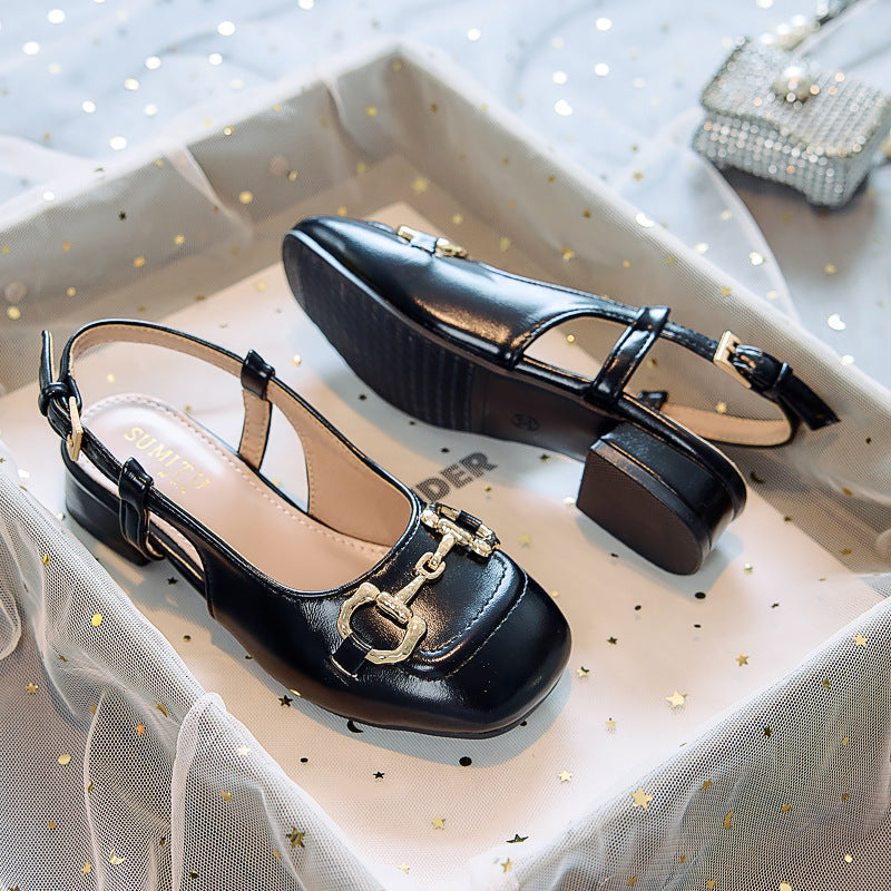 Girls' Princess Shoes with High Heels, 2026 New Model, Suitable for Dresses, Retro Style, Chunky Performance Shoes, Small Square Toe, Shallow Mary Jane Shoes