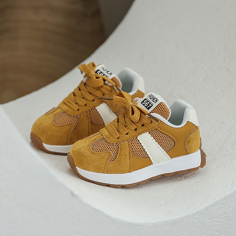 Soft Leather German Training Shoes for Women 2025 Summer New Style Mesh Breathable Lace-Up Thick-Soled Fashionable Versatile Casual Sports Shoes Trendy