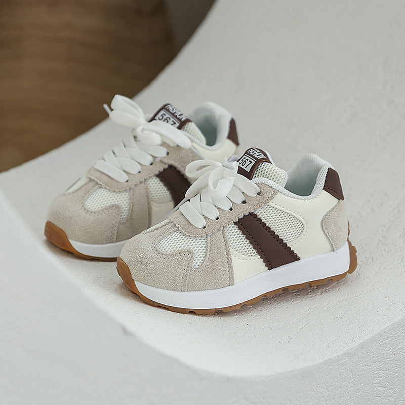 Soft Leather German Training Shoes for Women 2025 Summer New Style Mesh Breathable Lace-Up Thick-Soled Fashionable Versatile Casual Sports Shoes Trendy