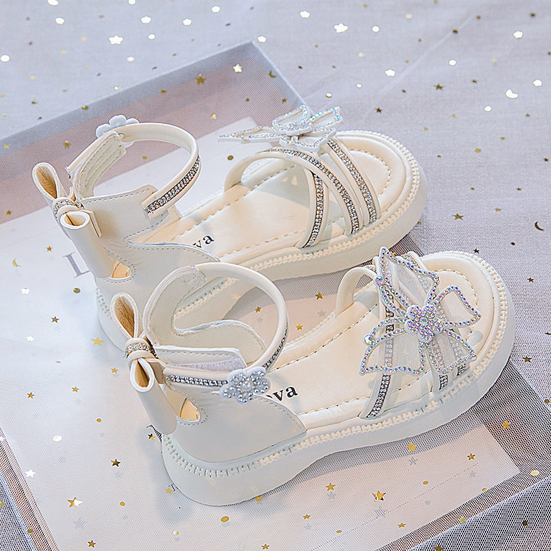 Girls' Sandals 2026 Summer New Style Kidsren's Princess Shoes Baby Non-Slip Girls' Crystal Shoes Summer Beach Sandals
