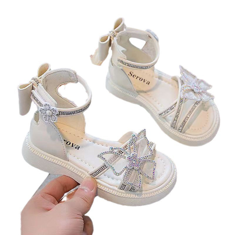 Girls' Sandals 2026 Summer New Style Kidsren's Princess Shoes Baby Non-Slip Girls' Crystal Shoes Summer Beach Sandals