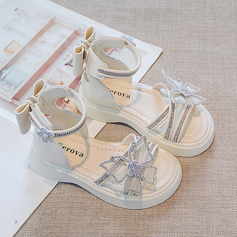 Girls' Sandals 2026 Summer New Style Kidsren's Princess Shoes Baby Non-Slip Girls' Crystal Shoes Summer Beach Sandals