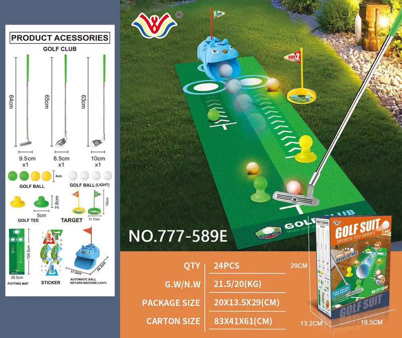 Cross-border foreign trade stainless steel telescopic club indoor outdoor sports children golf rebound suit toys
