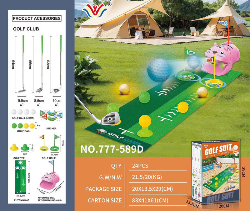 Cross-border foreign trade stainless steel telescopic club indoor outdoor sports children golf rebound suit toys