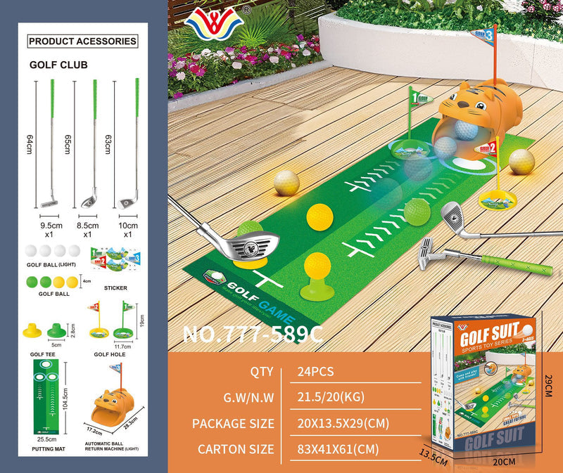 Cross-border foreign trade stainless steel telescopic club indoor outdoor sports children golf rebound suit toys