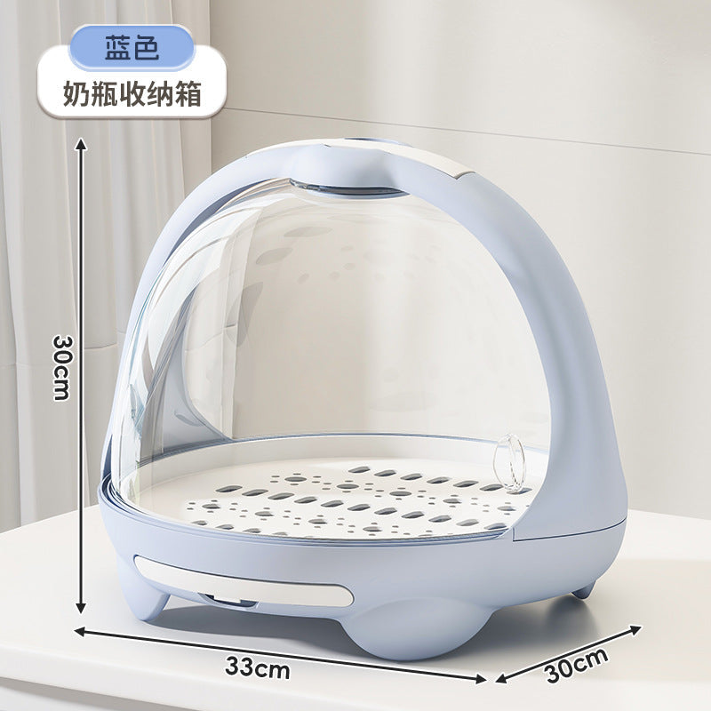 Dust-Proof Bottle Storage Box with Lid, Baby Tableware Drain Rack, Newborn Food Supplement and Milk Powder Storage Box, Baby Supplies