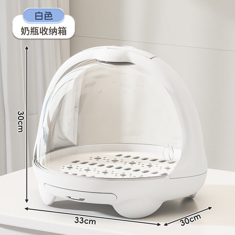 Dust-Proof Bottle Storage Box with Lid, Baby Tableware Drain Rack, Newborn Food Supplement and Milk Powder Storage Box, Baby Supplies