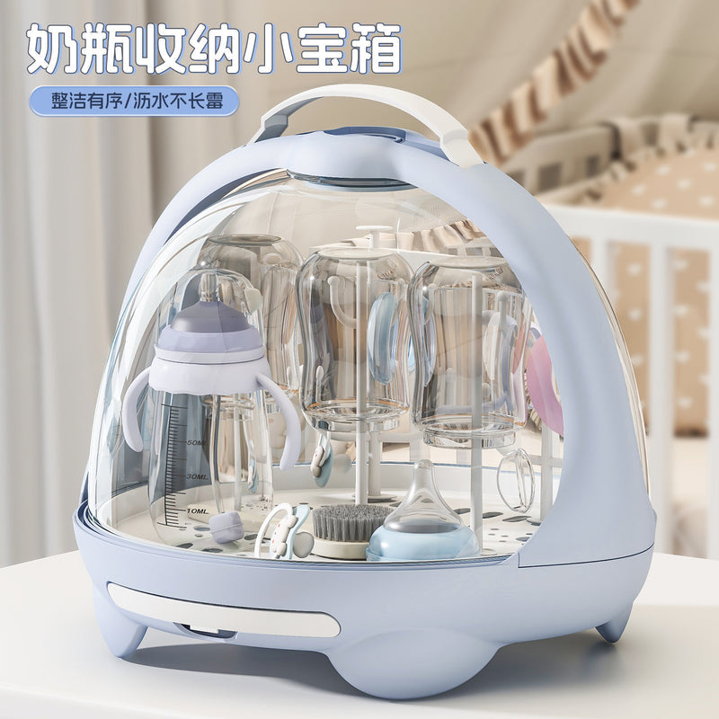 Dust-Proof Bottle Storage Box with Lid, Baby Tableware Drain Rack, Newborn Food Supplement and Milk Powder Storage Box, Baby Supplies