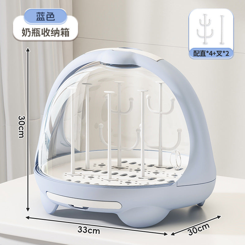Dust-Proof Bottle Storage Box with Lid, Baby Tableware Drain Rack, Newborn Food Supplement and Milk Powder Storage Box, Baby Supplies