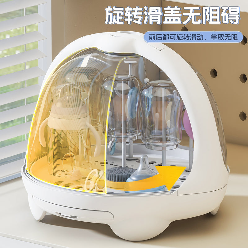 Dust-Proof Bottle Storage Box with Lid, Baby Tableware Drain Rack, Newborn Food Supplement and Milk Powder Storage Box, Baby Supplies