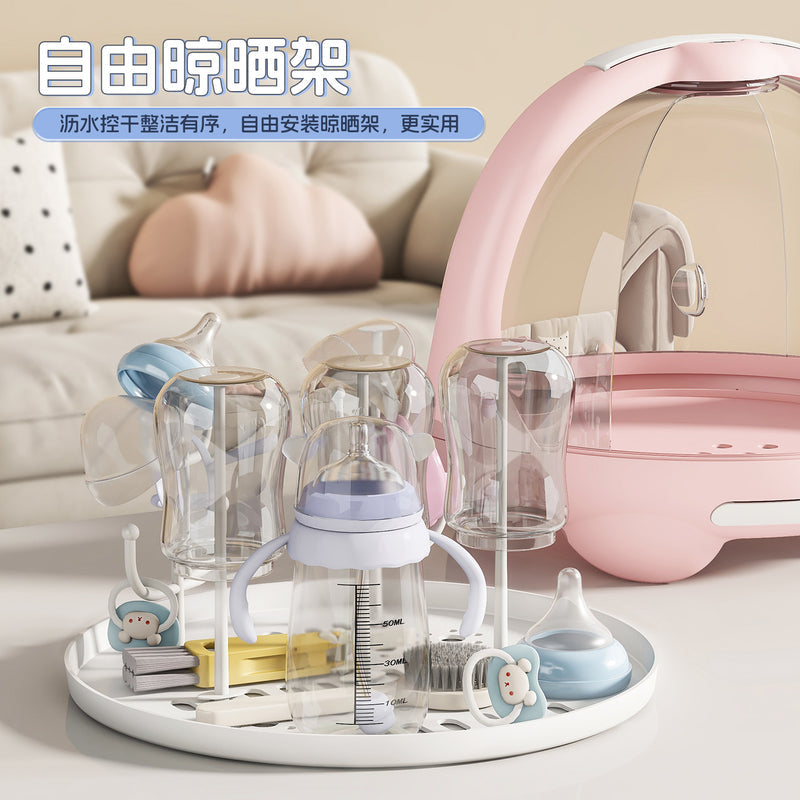 Dust-Proof Bottle Storage Box with Lid, Baby Tableware Drain Rack, Newborn Food Supplement and Milk Powder Storage Box, Baby Supplies