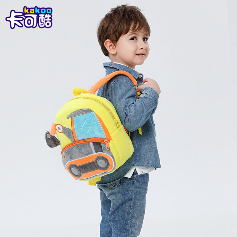 Construction Vehicle Series Cute Kids Backpack Excavator Plush Rucksack 2–4 Years Boys and Girls Toddler Bag