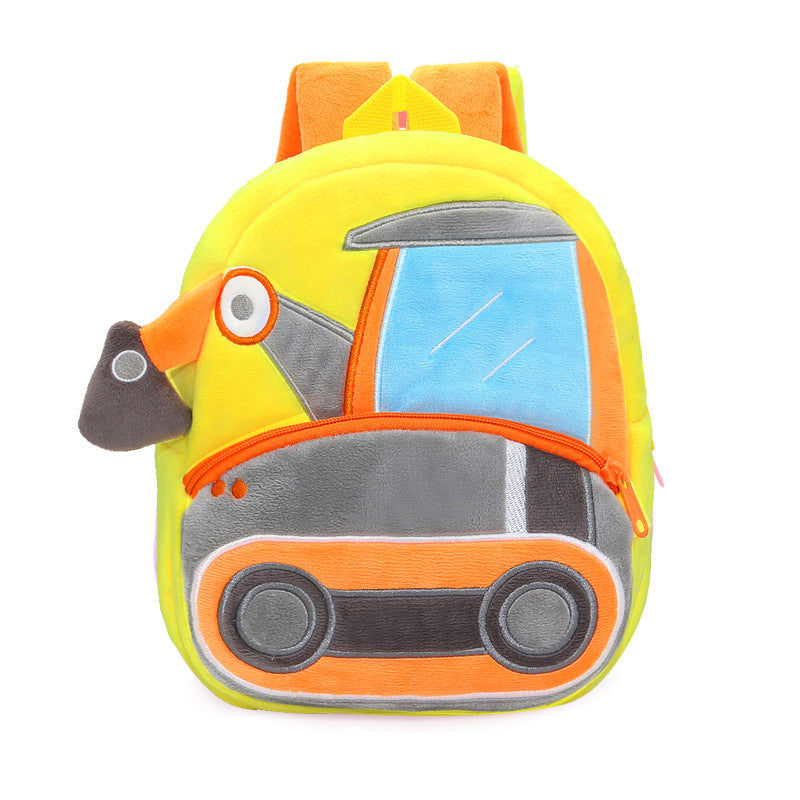 Construction Vehicle Series Cute Kids Backpack Excavator Plush Rucksack 2–4 Years Boys and Girls Toddler Bag