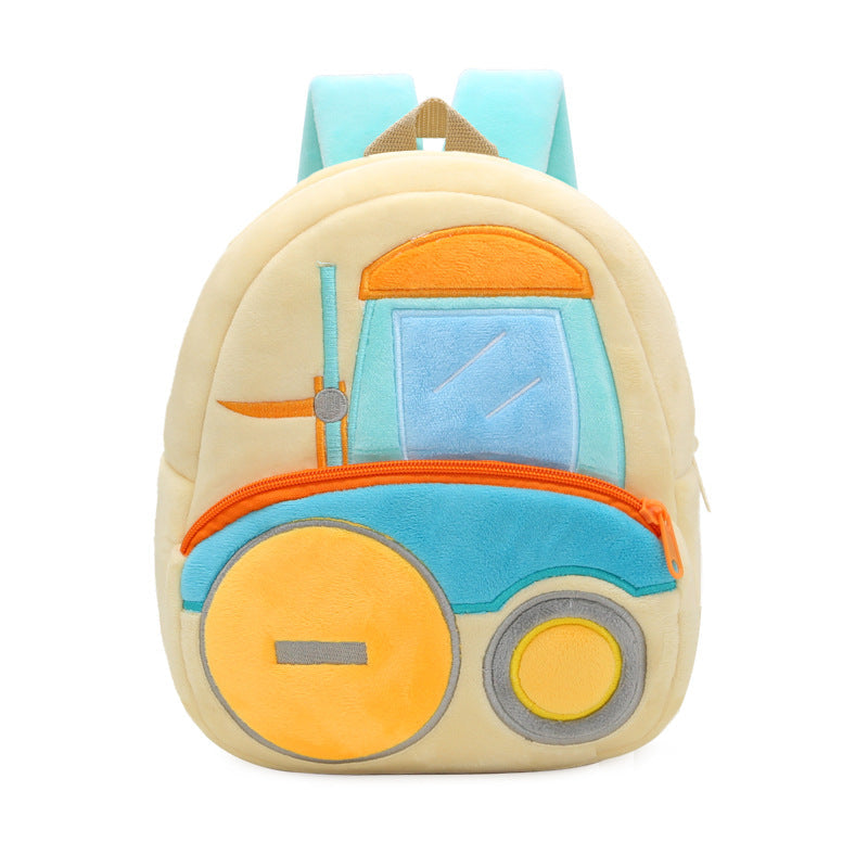 Construction Vehicle Series Cute Kids Backpack Excavator Plush Rucksack 2–4 Years Boys and Girls Toddler Bag