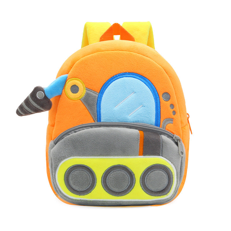 Construction Vehicle Series Cute Kids Backpack Excavator Plush Rucksack 2–4 Years Boys and Girls Toddler Bag