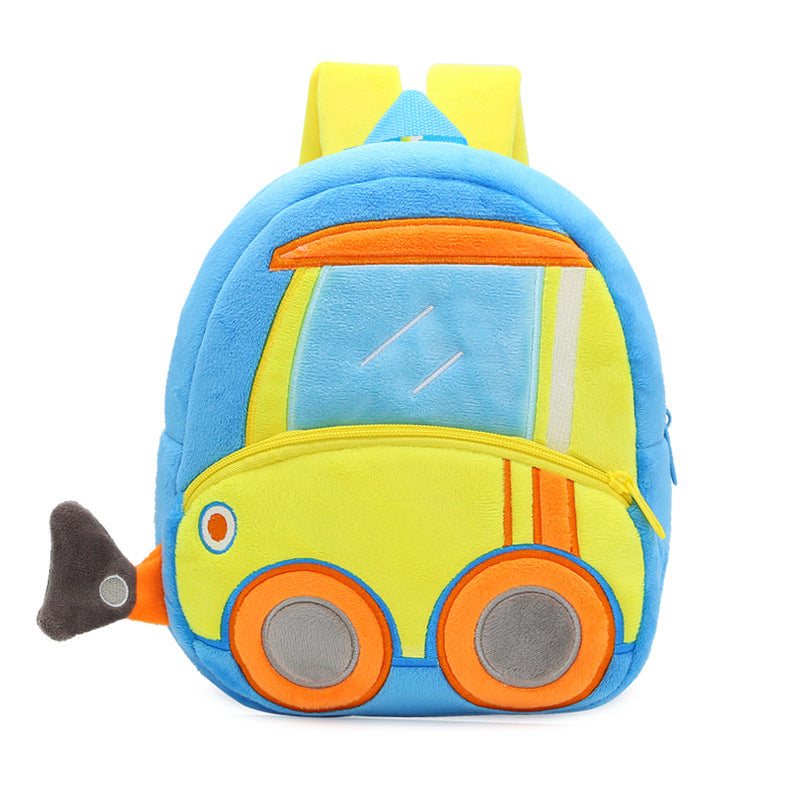 Construction Vehicle Series Cute Kids Backpack Excavator Plush Rucksack 2–4 Years Boys and Girls Toddler Bag