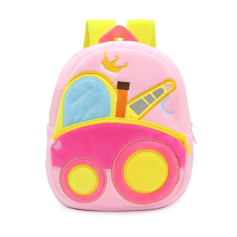 Construction Vehicle Series Cute Kids Backpack Excavator Plush Rucksack 2–4 Years Boys and Girls Toddler Bag