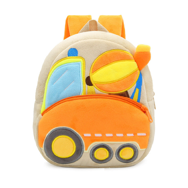 Construction Vehicle Series Cute Kids Backpack Excavator Plush Rucksack 2–4 Years Boys and Girls Toddler Bag