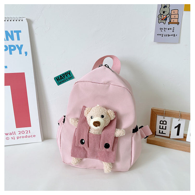 Cute Personalized Bear Backpack for Kids, Playful Kindergarten School Bag, Children’s Double Shoulder Backpack