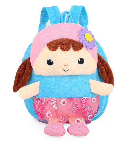 Cartoon Cute Kids Backpack for Girls, Toddler Preschool School Bag with Sunflower Doll Plush, Children’s Double Shoulder Bag