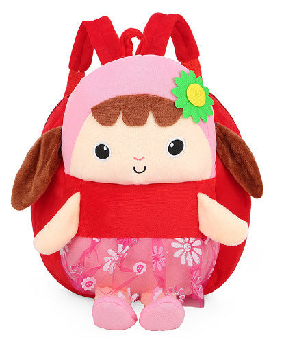 Cartoon Cute Kids Backpack for Girls, Toddler Preschool School Bag with Sunflower Doll Plush, Children’s Double Shoulder Bag