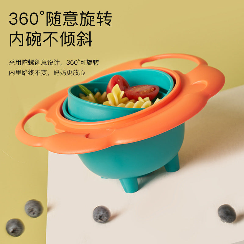Kids Feeding Bowl Set 360° Rotating Non-Tip Feeding Bowl for Babies, Anti-Tip Balance Bowl, Heat-Resistant and Drop-Resistant