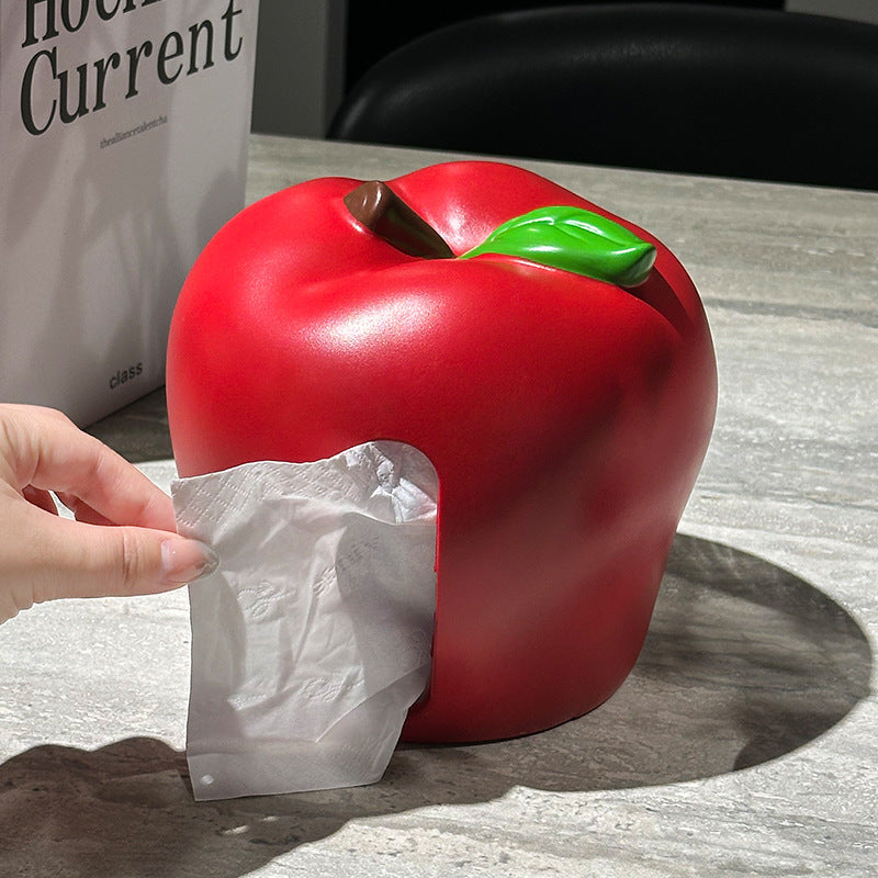 Apple Tissue Box Home Living Room Creative Napkin Paper Holder Premium Desktop Tabletop Storage Decorative Ornament
