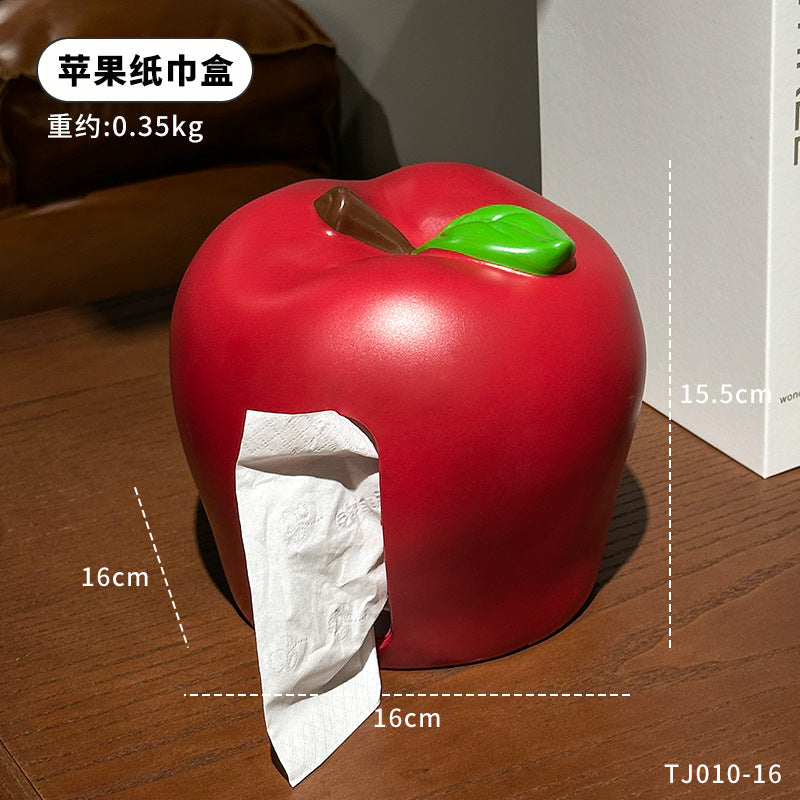 Apple Tissue Box Home Living Room Creative Napkin Paper Holder Premium Desktop Tabletop Storage Decorative Ornament