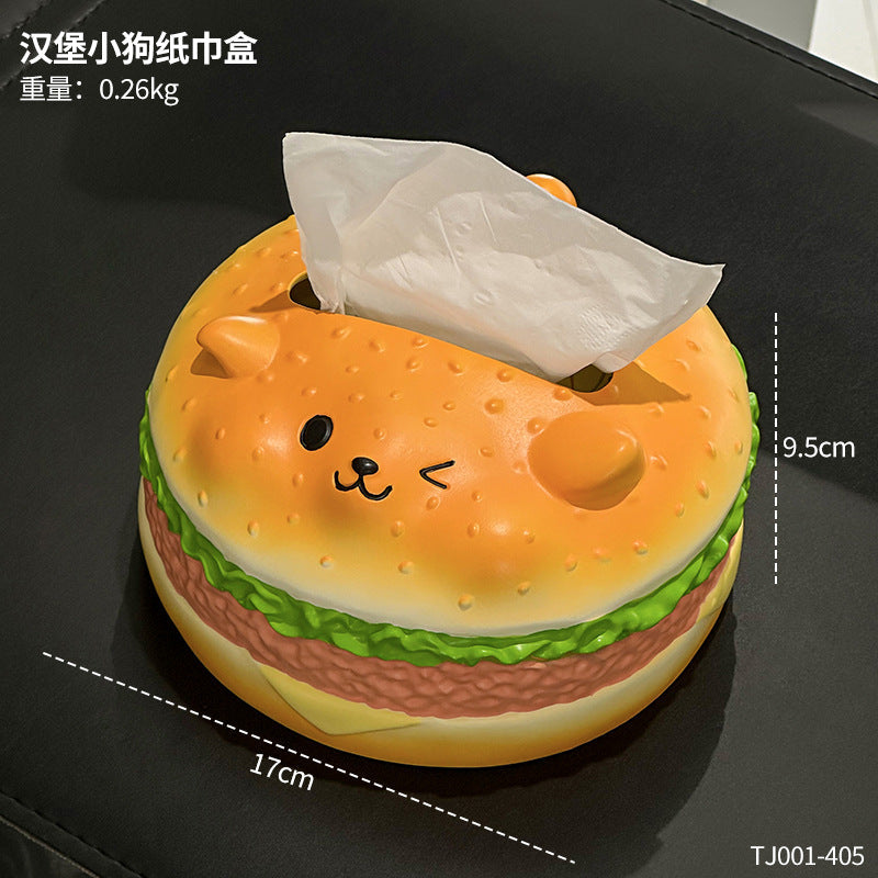 Little Red Book Popular Faux Burger Fun Tissue Box — Decorative High-End Napkin Holder for Living Room Entryway Tabletop