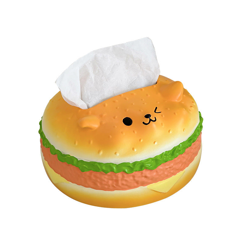Little Red Book Popular Faux Burger Fun Tissue Box — Decorative High-End Napkin Holder for Living Room Entryway Tabletop