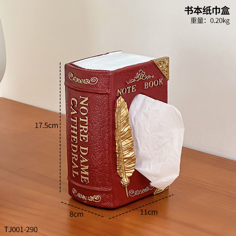 Creative Home Books Tissue Box Holder, Living Room Paper Towel Dispenser, Office Napkin Tissue Box, Elegant Luxury Tissue Box Storage Container