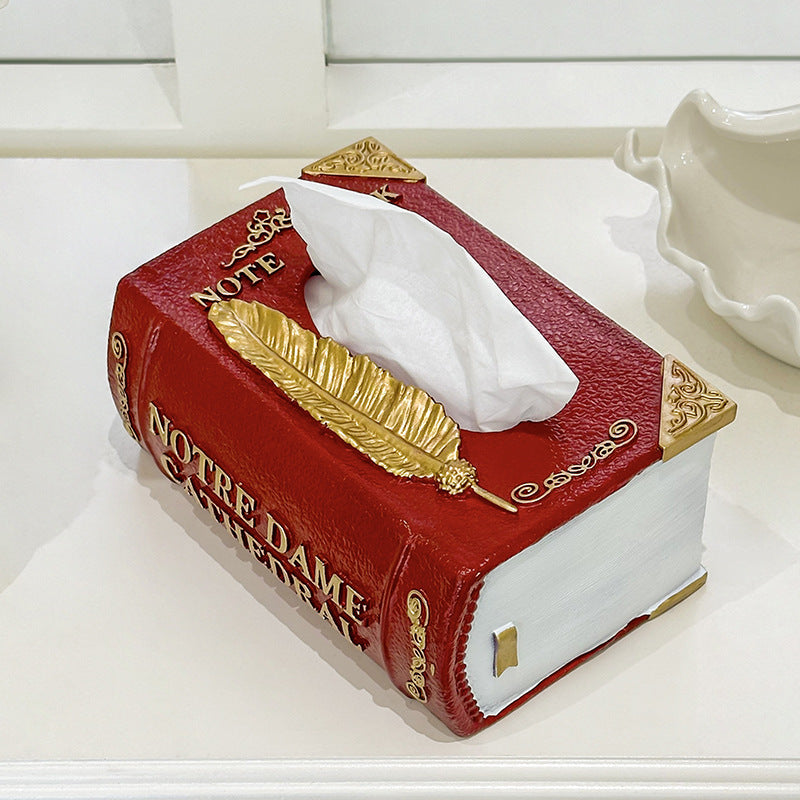 Creative Home Books Tissue Box Holder, Living Room Paper Towel Dispenser, Office Napkin Tissue Box, Elegant Luxury Tissue Box Storage Container