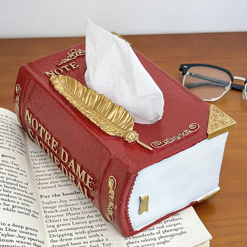 Creative Home Books Tissue Box Holder, Living Room Paper Towel Dispenser, Office Napkin Tissue Box, Elegant Luxury Tissue Box Storage Container