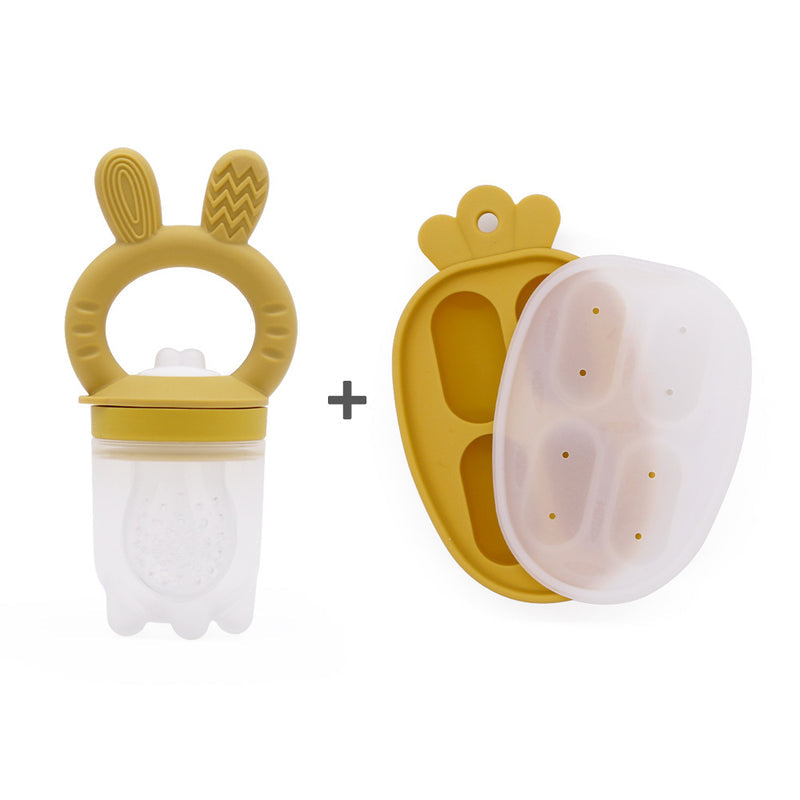 New Product Baby Fruit and Vegetable Music Food Grade Full Silicone Fruit Bite Ice Cube Mould Baby Feeding Food Supplementary Artifact