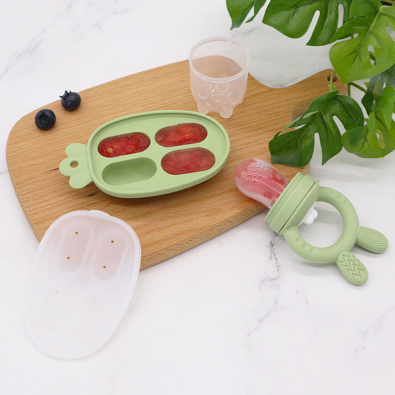 New Product Baby Fruit and Vegetable Music Food Grade Full Silicone Fruit Bite Ice Cube Mould Baby Feeding Food Supplementary Artifact