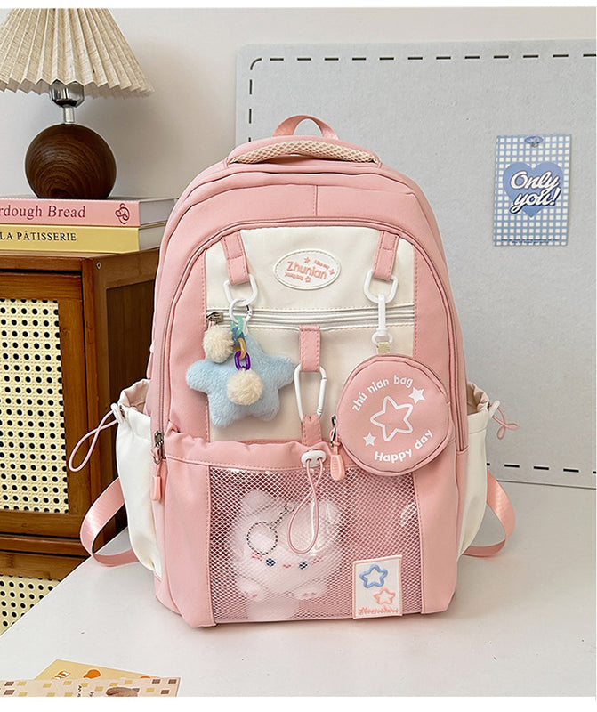 Girls' Schoolbags, Junior and High School Students' Versatile Backpacks, Large Capacity, Lightweight and Durable Travel Backpacks