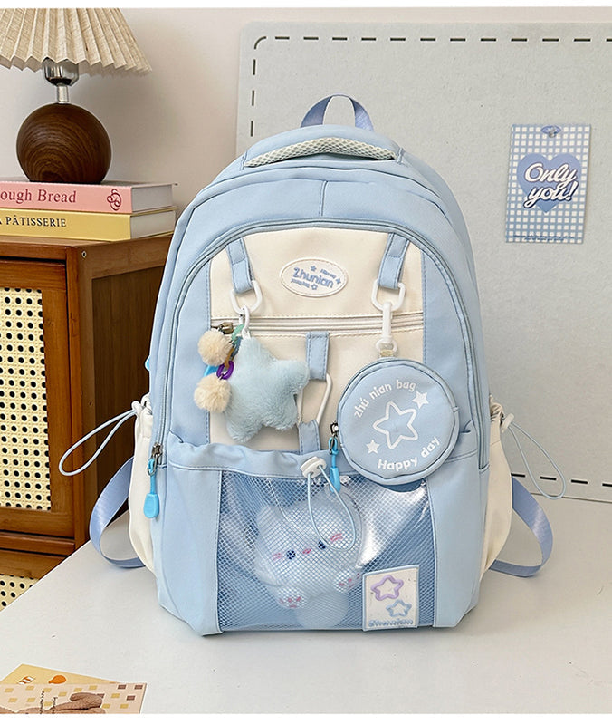 Girls' Schoolbags, Junior and High School Students' Versatile Backpacks, Large Capacity, Lightweight and Durable Travel Backpacks
