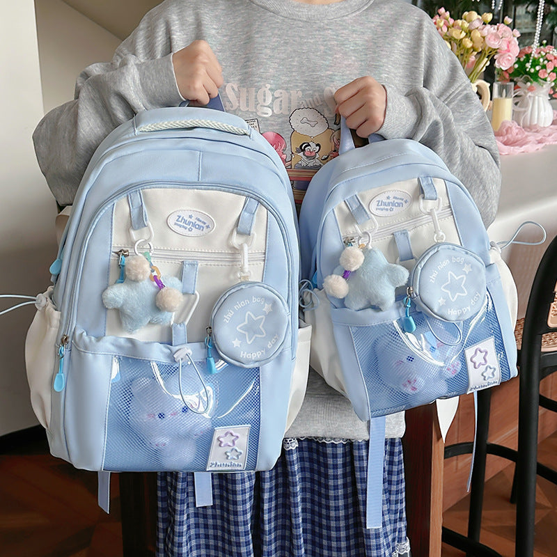 Girls' Schoolbags, Junior and High School Students' Versatile Backpacks, Large Capacity, Lightweight and Durable Travel Backpacks