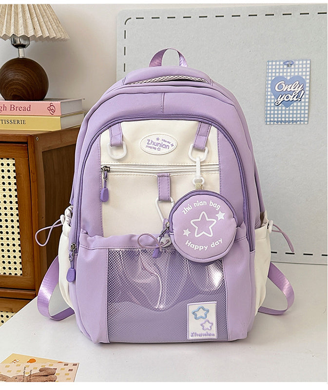 Girls' Schoolbags, Junior and High School Students' Versatile Backpacks, Large Capacity, Lightweight and Durable Travel Backpacks