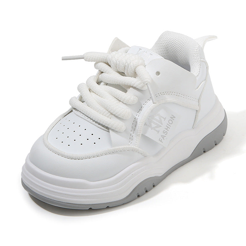 Children's White Shoes 2026 Spring and Autumn New Style Boys' Sports Shoes Lightweight Girls' Casual Sneakers Soft Sole Baby Shoes Single