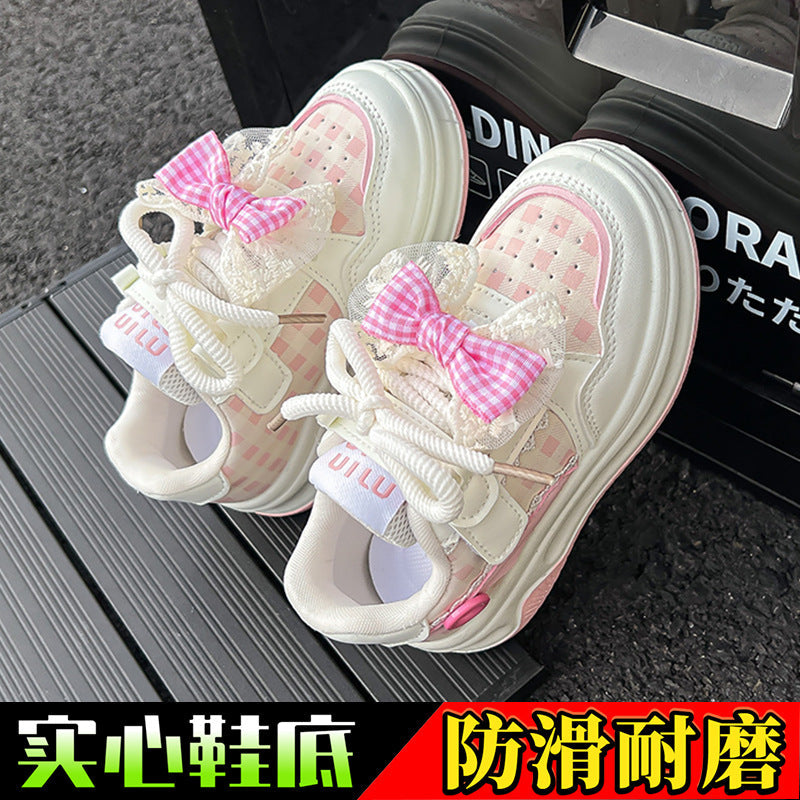 Girls' Sneakers, Soft-Soled Kidsren's Sports Shoes, Spring and Autum New Sweet Princess Shoes, Lightweight and Versatile Girls' Casual Shoes
