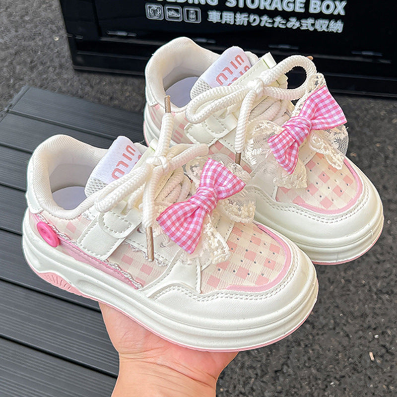 Girls' Sneakers, Soft-Soled Kidsren's Sports Shoes, Spring and Autum New Sweet Princess Shoes, Lightweight and Versatile Girls' Casual Shoes