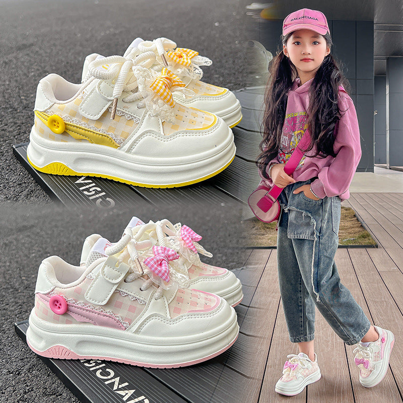 Children's Sneakers, Low-Top Girls' Sports Shoes, Autumn 2025 New Sweet Princess Shoes, Non-Slip Soft-Soled Casual Kidsren's Shoes