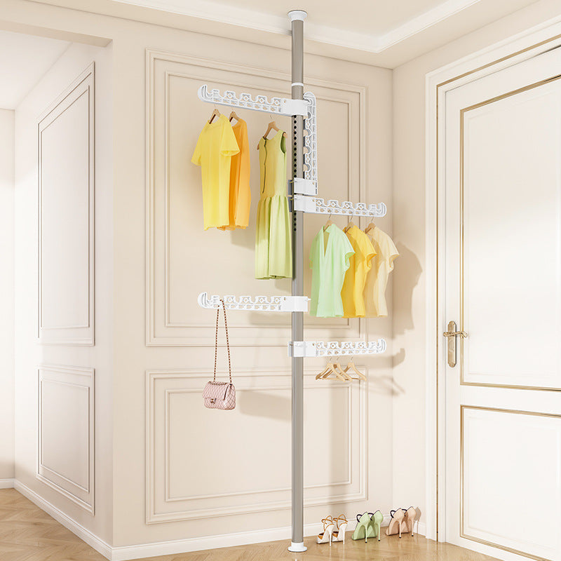 Upright Drying Rack Household Floor Bedroom Hole-free Telescopic Rod Balcony Window Drying Rack Artifact
