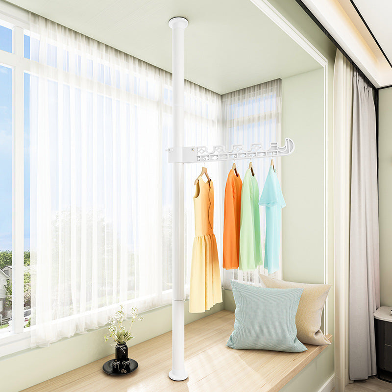 Upright Drying Rack Household Floor Bedroom Hole-free Telescopic Rod Balcony Window Drying Rack Artifact
