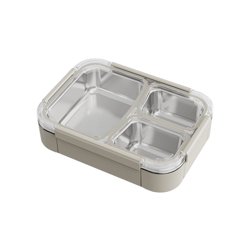 Stainless Steel Insulated Lunch Box Tray 304 Three-Compartment Cartoon Divided Lunch Box Heated Lunch Box for Students