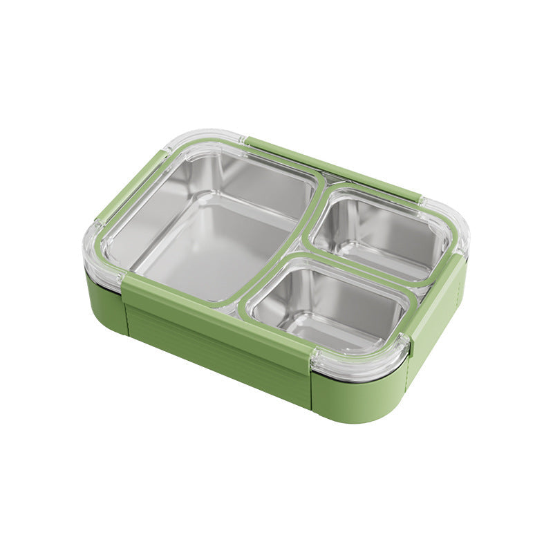 Stainless Steel Insulated Lunch Box Tray 304 Three-Compartment Cartoon Divided Lunch Box Heated Lunch Box for Students
