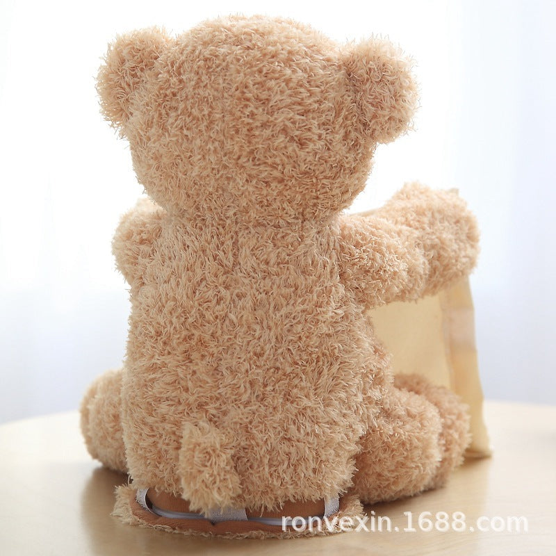 Amazon cross-border peek-a-boo bear electric plush toy appease doll shy cover eyes gift in stock factory