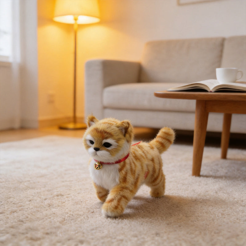 Cross-border supply electric plush toy simulation cat manufacturer new pull line walking sound WAG tail pet toy cat